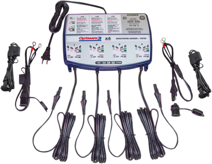 Tecmate TM-451 Optimate 3 Blue White Universal Motorcycle 4 Bank Battery Charger