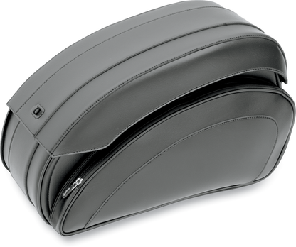 Saddlemen Black Leather Zipper Twist-lock Deluxe Saddlebags Harley FXST FXR FXD