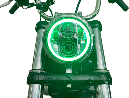 Custom Dynamics ProGLOW LED Chrome Headlamp with Color Halo for 1957-2022 Harley