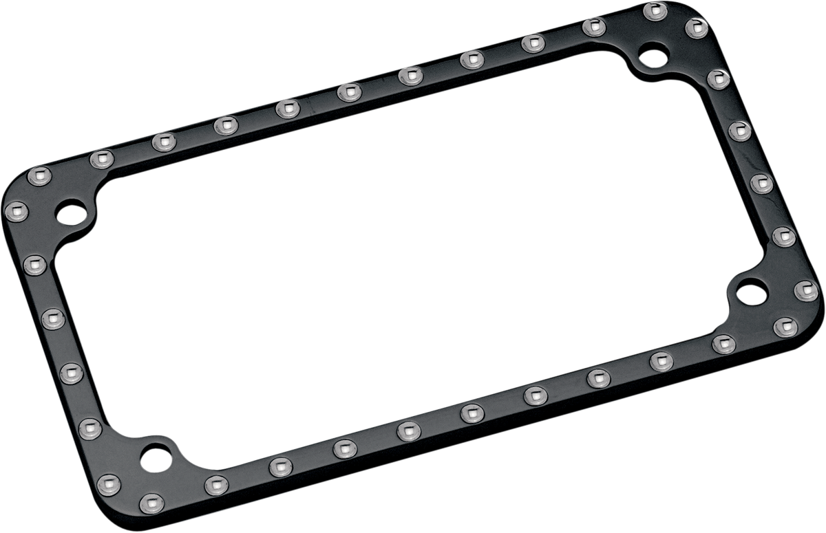 Covingtons Gloss Black CNC Dimpled Flat Motorcycle License Plate Frame Harley