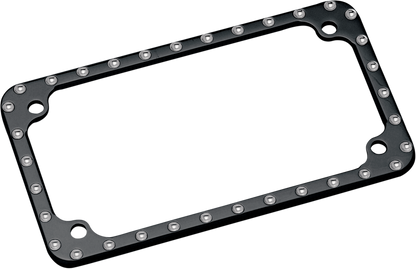 Covingtons Gloss Black CNC Dimpled Flat Motorcycle License Plate Frame Harley