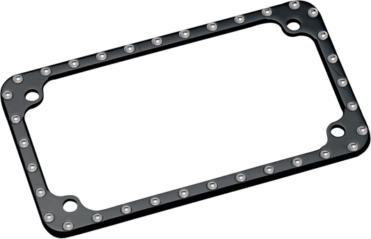 Covingtons Gloss Black CNC Dimpled Flat Motorcycle License Plate Frame Harley