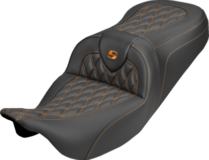 Saddlemen Roadsofa Orange Lattice Carbon Gel Seat fits 2008-2025 Harley Touring