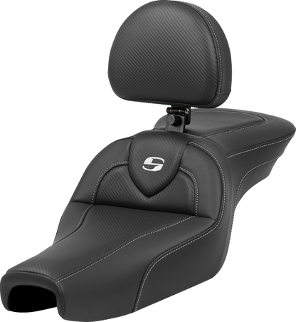 Saddlemen Roadsofa Carbon Fiber Gel Seat & Backrest 04-22 Harley Sportster 3.3G