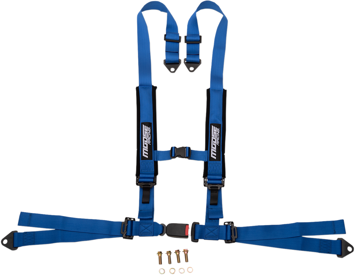 Moose Utility UTV Blue 4 Point Seat belt Harness Restraint Safety System