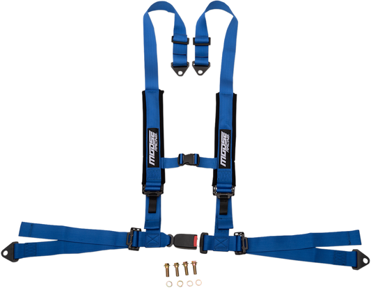 Moose Utility UTV Blue 4 Point Seat belt Harness Restraint Safety System