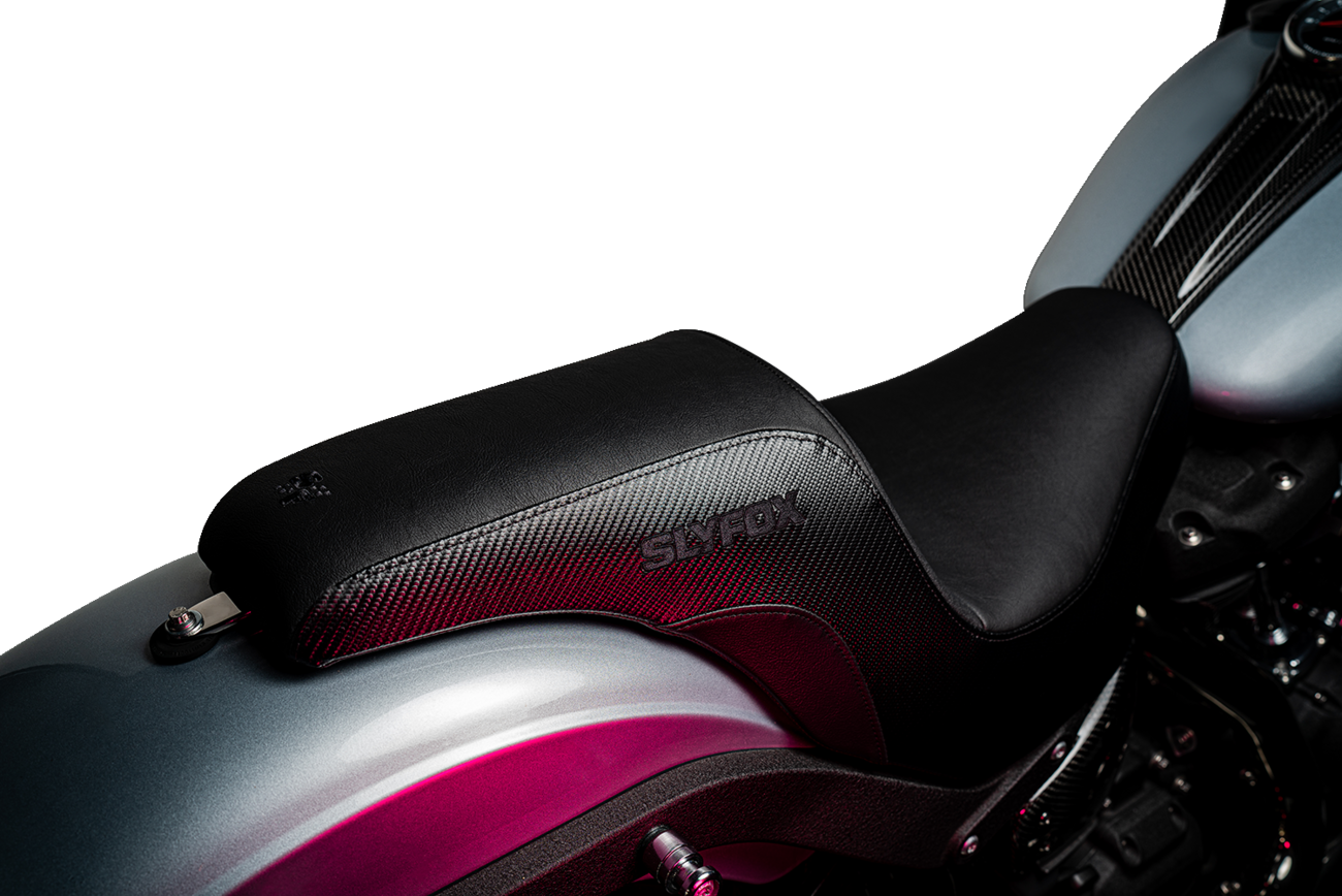Slyfox Lowrider Smooth Carbon Fiber Seat fits 2018-2025 Harley Softail FXLR FLSB
