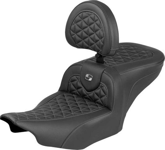 Saddlemen Roadsofa Gray Tri Gripper Seat & Backrest for 2023-2025 Harley Touring