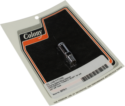 Colony Universal 1/8" NPT Chrome Motorcycle Oil Line Fitting for Harley Davidson
