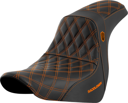 Saddlemen SDC Pro Series Orange Lattice Seat fits 2018-26 Harley Low Rider FLSB