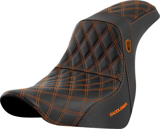 Saddlemen SDC Pro Series Orange Lattice Seat fits 2018-2025 Harley Softail FXLR