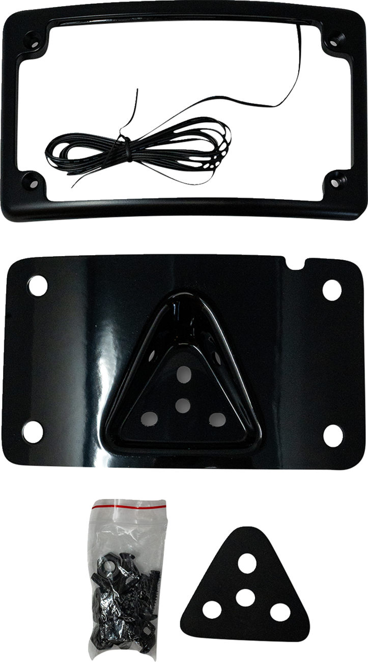 Kodlin Curved Black 3-Hole LED Laydown License Plate Kit for Harley Davidson