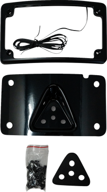 Kodlin Curved Black 3-Hole LED Laydown License Plate Kit for Harley Davidson