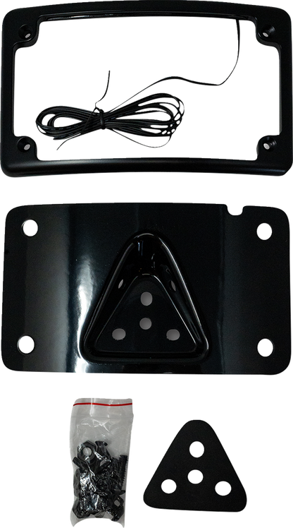 Kodlin Curved Black 3-Hole LED Laydown License Plate Kit for Harley Davidson