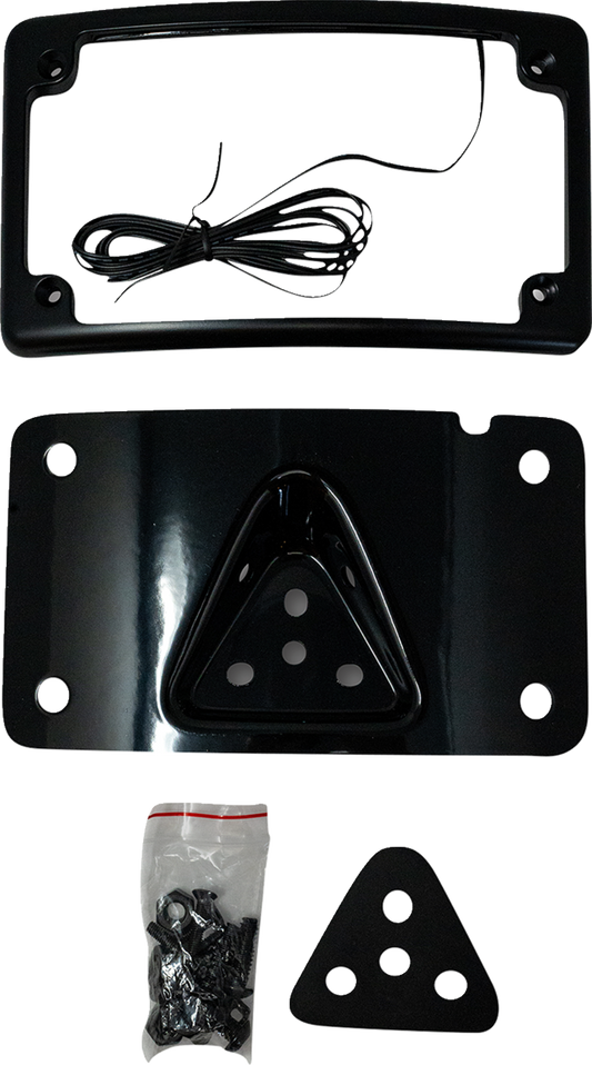 Kodlin Curved Black 3-Hole LED Laydown License Plate Kit for Harley Davidson