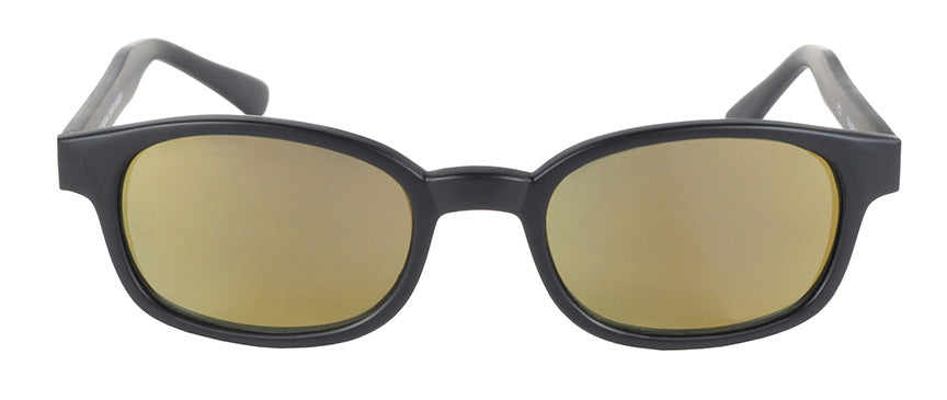 X-KD's Original 1 Pair Matte Black Gold Lens Old School Biker Sunglasses 1000