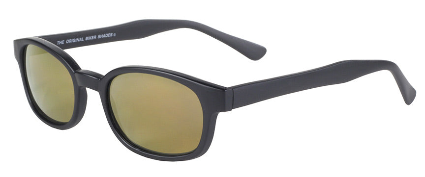 X-KD's Original 1 Pair Matte Black Gold Lens Old School Biker Sunglasses 1000