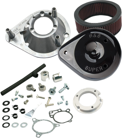 S&S Black Teardrop Air Cleaner Filter Kit 08-17 Harley Touring Softail FLHX FLHR