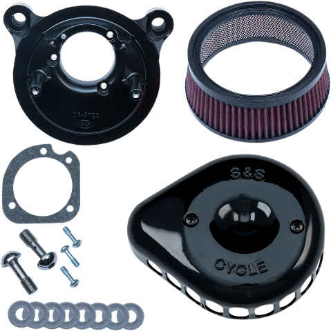 S&S Black Mini Teardrop Stealth Air Cleaner Kit for 01-17 Harley Dyna Touring