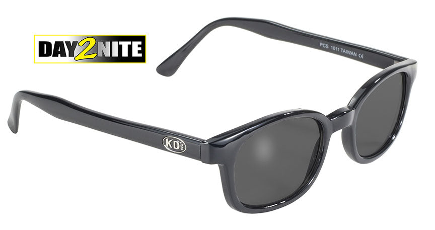 X-KD's 1011 Grey Day 2 Nite Lens Black Frame Old School Motorcycle Sunglesses