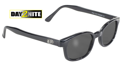 X-KD's 1011 Grey Day 2 Nite Lens Black Frame Old School Motorcycle Sunglesses