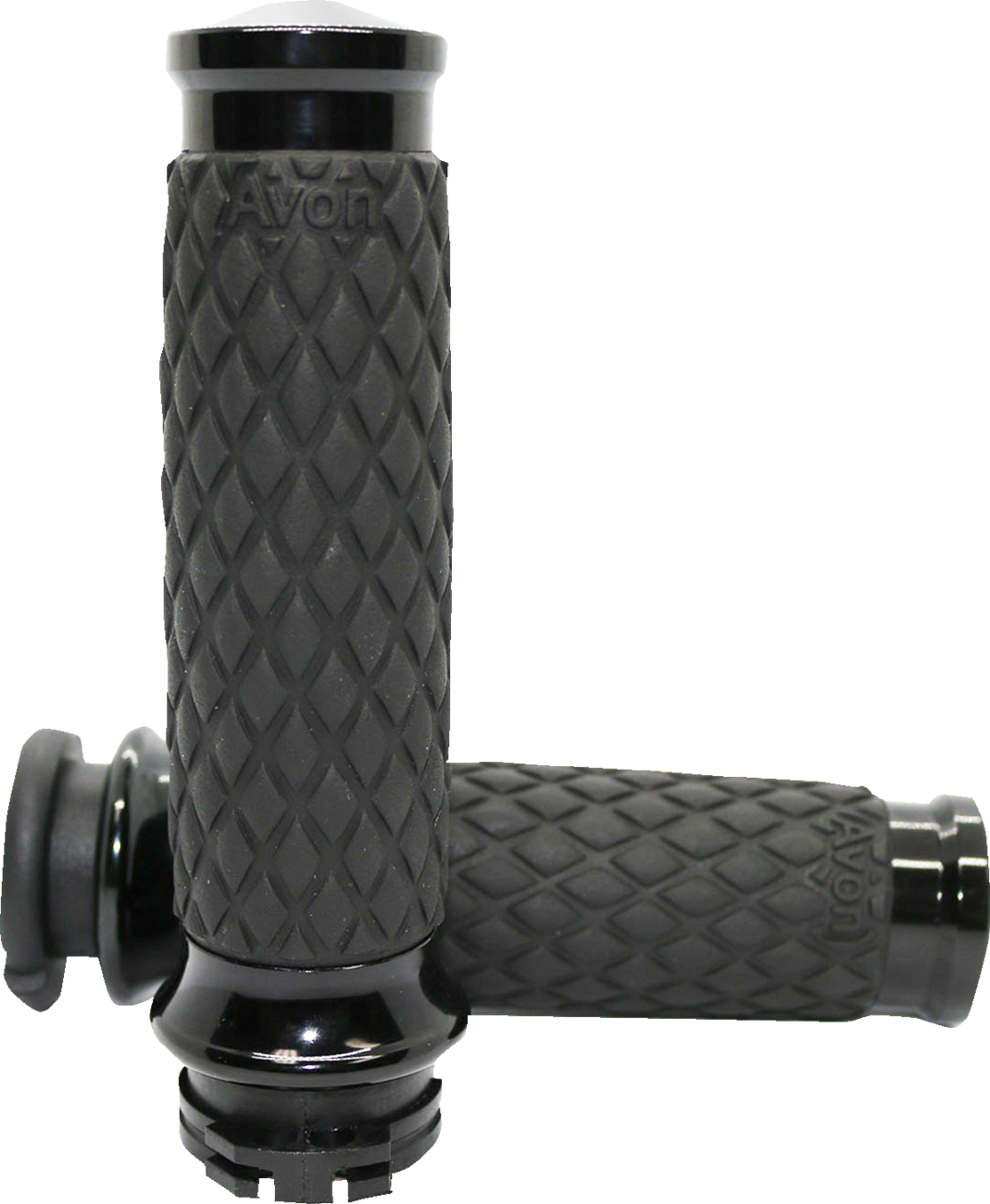 Avon Black Diamond Contour Cable Control Grips for 1980-2022 Harley Dyna Softail