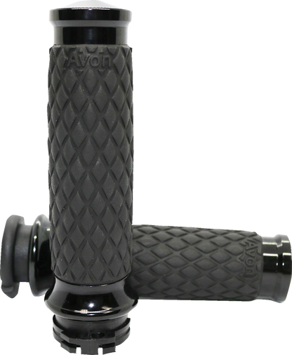 Avon Black Diamond Contour Cable Control Grips for 1980-2022 Harley Dyna Softail