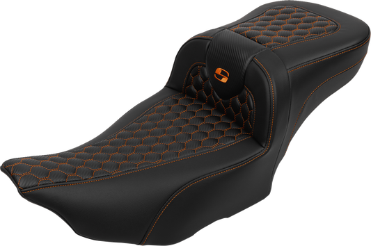 Saddlemen Roadsofa Orange Honeycomb Extended Seat Backrest 23-25 Harley Touring