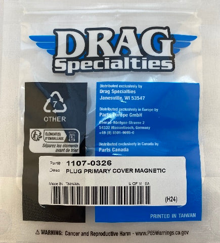 Drag Specialties 1/8" NPT Magnetic Primary Drain Plug fits Harley Davidson