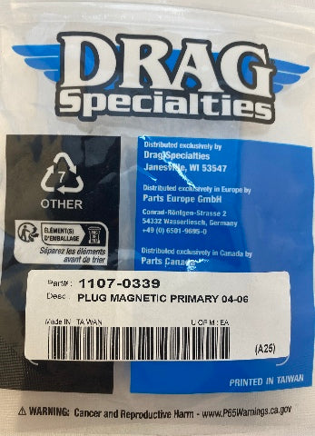 Drag Specialties Magnetic Zinc Universal 5/16"-18 Motorcycle Oil Drain Plug