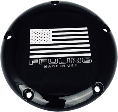 Feuling 9154 Black 5 Hole American Flag Derby Cover for 99-17 Harley Twin Cam