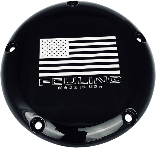 Feuling 9154 Black 5 Hole American Flag Derby Cover for 99-17 Harley Twin Cam