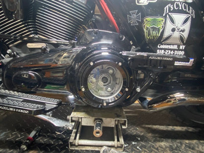 Trask Black Assault See Through  Derby Cover 2014-2023 Harley Touring TM-0041BK