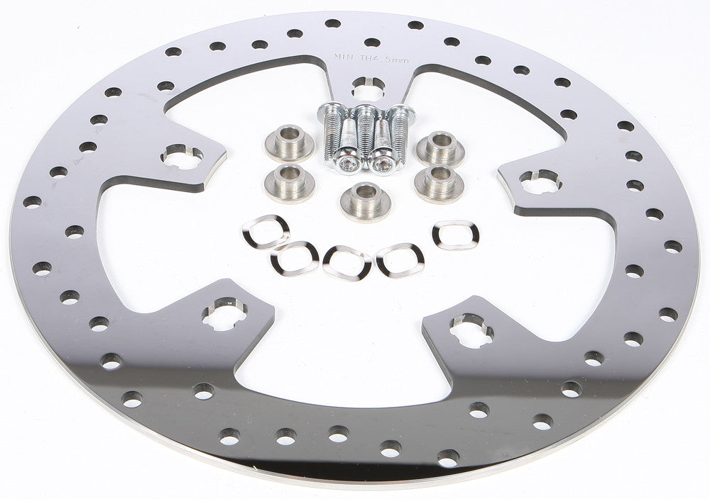 Harddrive Polished Front Drilled Floating Brake Rotor 14-19 Harley Touring FLHX