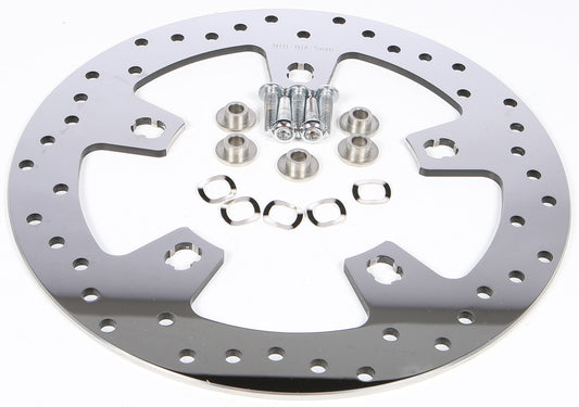 Harddrive Polished Front Drilled Floating Brake Rotor 14-19 Harley Touring FLHX