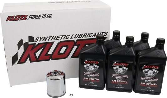 Klotz Synthetic 20W-50 Oil Change Kit 1998-2022 Harley Touring Softail Dyna
