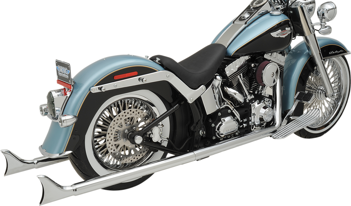 Bassani Chrome 36" Fishtail Exhaust Without Baffles 07-17 Harley Softail FLSTNI