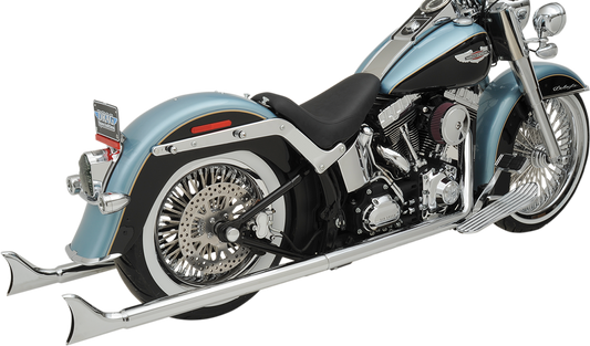 Bassani Chrome 36" Fishtail Exhaust Without Baffles 07-17 Harley Softail FLSTNI