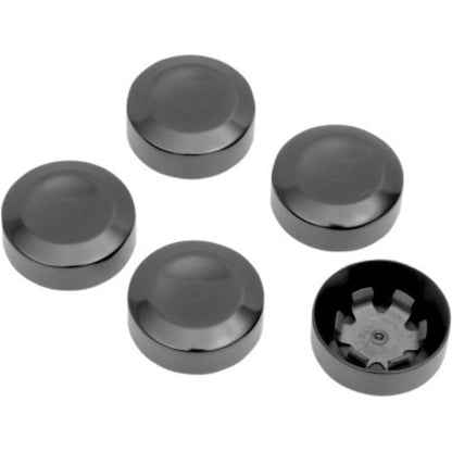 Drag Specialties Black Rear Pulley Bolt Covers 1986-2022 Harley Sportster Dyna