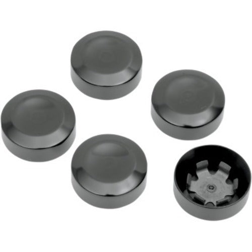 Drag Specialties Black Rear Pulley Bolt Covers 1986-2022 Harley Sportster Dyna