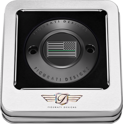 Figurati Designs Green Line Flag Black Timing Cover for 2017-2023 Harley M8