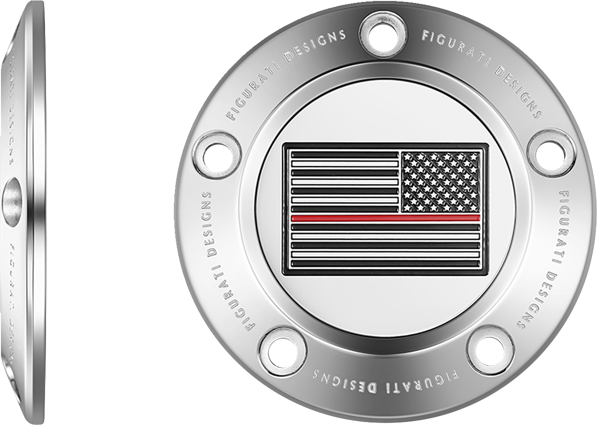 Figurati Designs Red Line Flag Stainless Steel Timing Cover for 1999-17 Harley