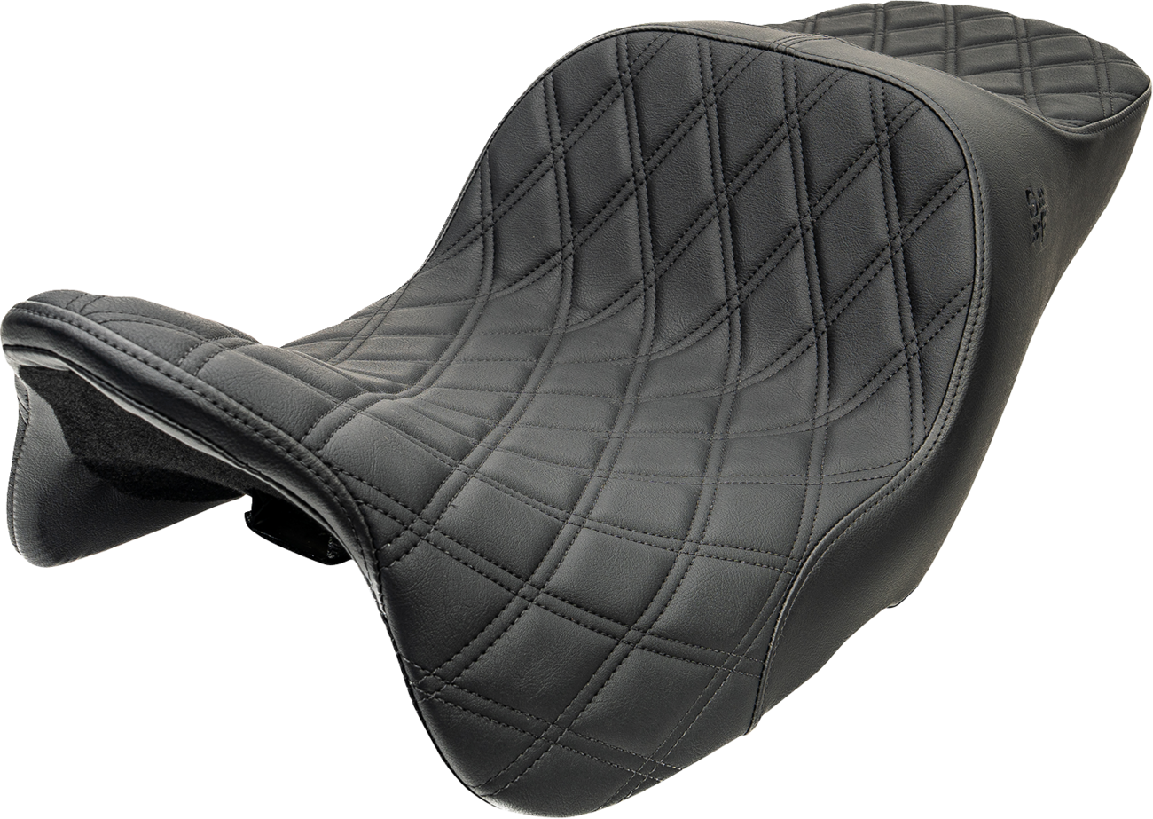 Slyfox Chariot Black Diamond Stitch Seat fits 2009-2025 Harley Touring FLH FLT