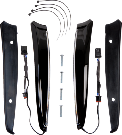 Ciro Horizon LED Turn Signal Windshield Trim 2015-2024 Harley Road Glide FLTRU