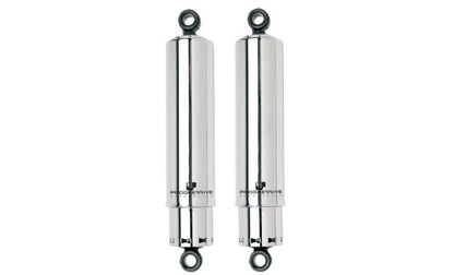 Progressive 412 Chrome Standard 11" Covered Rear Shocks 73-86 Harley Touring FXR