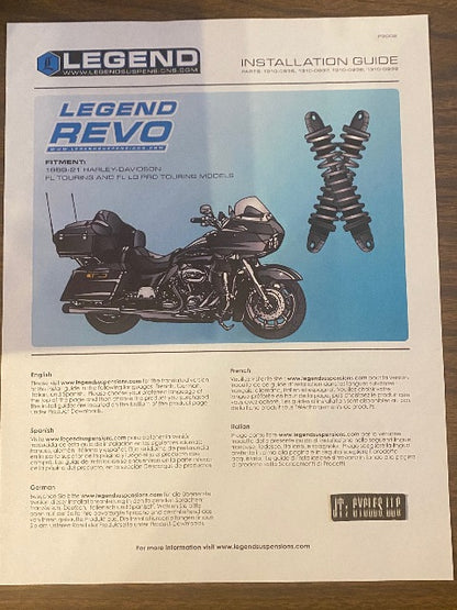 Legend Black Revo Heavy Duty 12" Rear Shocks 1999-2024 Harley Touring FLHX FLHT