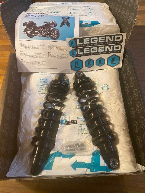 Legend Black Revo Heavy Duty 12" Rear Shocks 1999-2024 Harley Touring FLHX FLHT