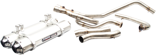 Trinity Racing Brushed Silver Stage 5 2-2 Exhaust 2012-23 Kawasaki KRF 800 Teryx