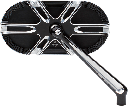 Arlen Ness Black Deep Cut Cage Series Right Side Screw in Motorcycle Mirror