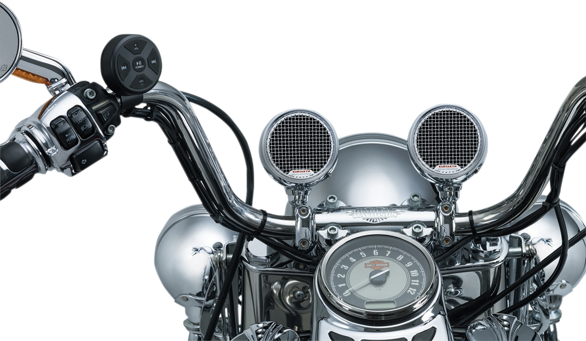 Kuryakyn Chrome Road Thunder MTX 7/8" & 1" Handlebar Speaker Pods Kit Harley